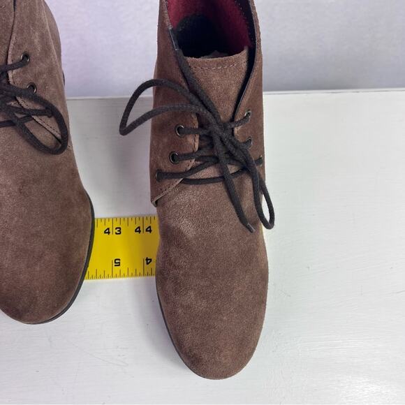 The Flexx Boots Womens 7.5 Brown Suede Leather Wedge Lace Up - Picture 5 of 12